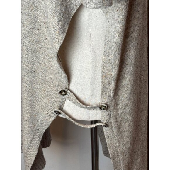 Pendleton Sweater Women 1X Beige Wool Yak Linen Knit Cowl Neck Poncho Cape - Picture 8 of 11